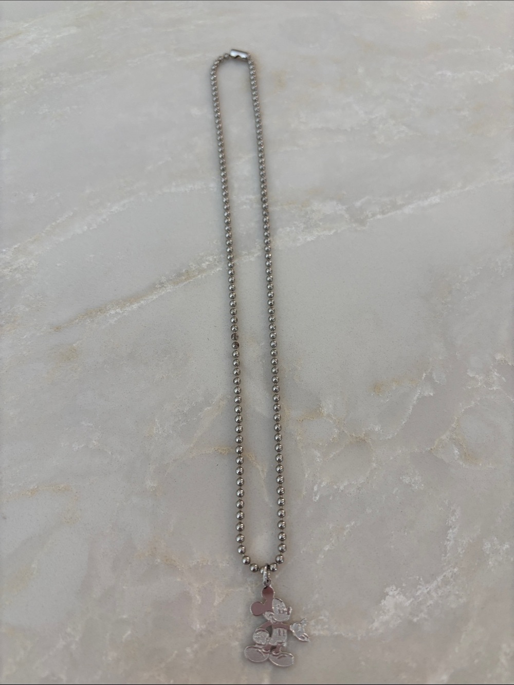 Mickey Mouse Silver-Tone Beaded Necklace